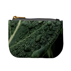 Leaves Water Drops Green  Mini Coin Purse by artworkshop