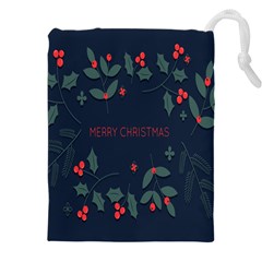 Merry Christmas Holiday Pattern  Drawstring Pouch (4xl) by artworkshop