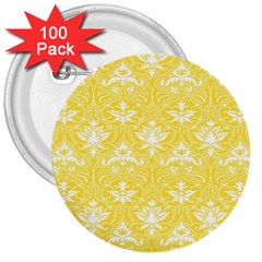 Yellow Lace Decorative Ornament - Pattern 14th And 15th Century - Italy Vintage  3  Buttons (100 Pack)  by ConteMonfrey