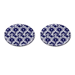 Blue Lace Decorative - Pattern 14th And 15th Century - Italy Vintage Cufflinks (oval) by ConteMonfrey