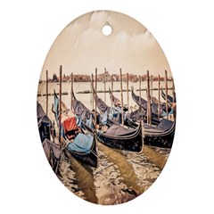 Black Several Boats - Colorful Italy  Oval Ornament (two Sides) by ConteMonfrey