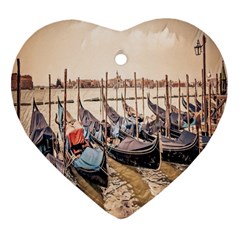 Black Several Boats - Colorful Italy  Heart Ornament (two Sides) by ConteMonfrey