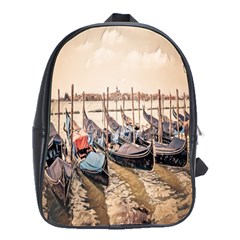Black Several Boats - Colorful Italy  School Bag (large) by ConteMonfrey