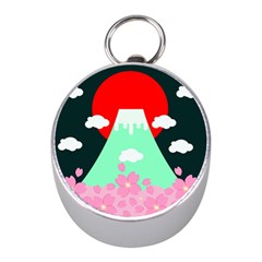 Mount Fuji Japan Landscape Volcano Mini Silver Compasses by Wegoenart