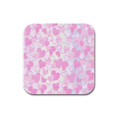 Valentine-background-hearts-bokeh Rubber Square Coaster (4 Pack)