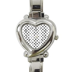 Pattern-whit Star Black Heart Italian Charm Watch by nateshop