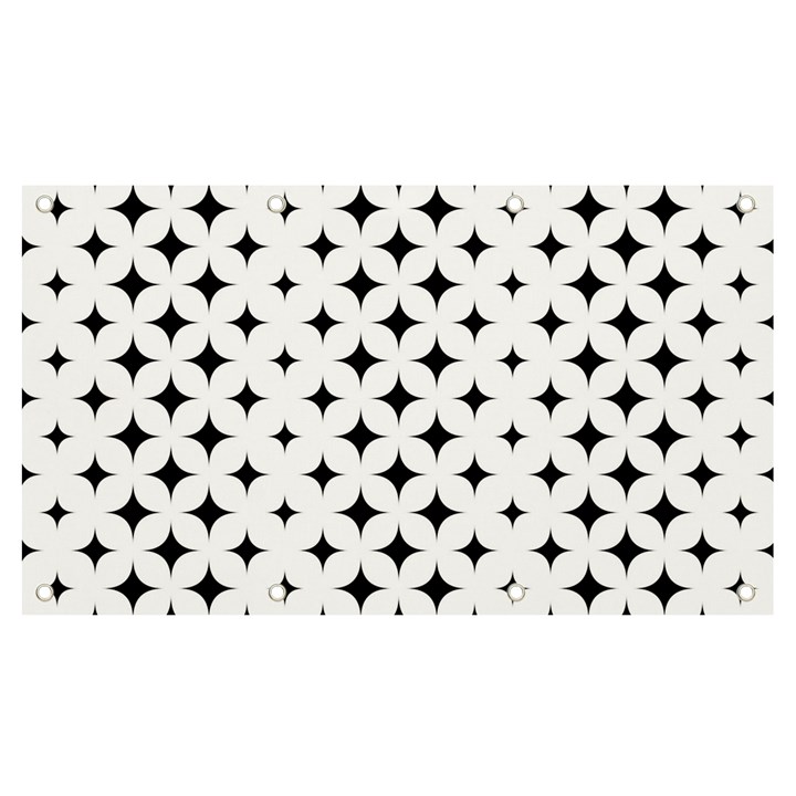 Pattern-whit Star Black Banner and Sign 7  x 4 