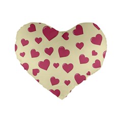 Valentine Flat Love Hearts Design Romantic Standard 16  Premium Flano Heart Shape Cushions by Amaryn4rt