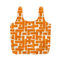 Illustration Orange Background Rectangles Pattern Full Print Recycle Bag (m)