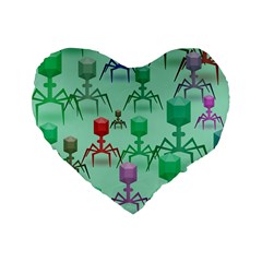 Bacteriophage Virus Army Standard 16  Premium Flano Heart Shape Cushions by Amaryn4rt