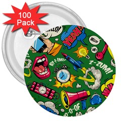 Cartoon Pattern 3  Buttons (100 Pack)  by designsbymallika