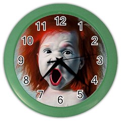 Son Of Clown Boy Illustration Portrait Color Wall Clock by dflcprintsclothing