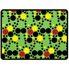 Pattern-polka Green Yelow Black Double Sided Fleece Blanket (large)  by nateshop