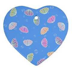 Illustration Seashell Clam Pattern Art Design Heart Ornament (two Sides) by danenraven