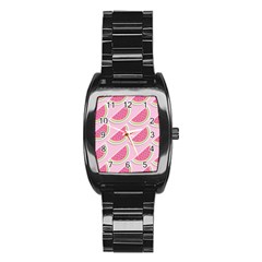 Pink Melon Wayermelon Pattern Food Fruit Melon Stainless Steel Barrel Watch by Ravend