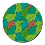 Leaves Pattern Autumn Background Round Mousepads