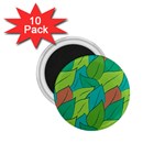 Leaves Pattern Autumn Background 1.75  Magnets (10 pack) 