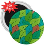 Leaves Pattern Autumn Background 3  Magnets (100 pack)