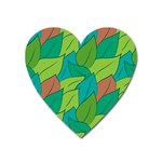 Leaves Pattern Autumn Background Heart Magnet