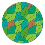 Leaves Pattern Autumn Background Magnet 5  (Round)