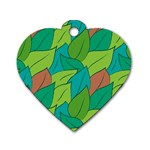 Leaves Pattern Autumn Background Dog Tag Heart (One Side)