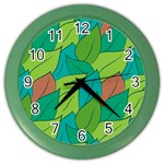 Leaves Pattern Autumn Background Color Wall Clock