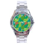 Leaves Pattern Autumn Background Stainless Steel Analogue Watch