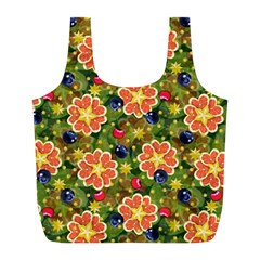 Fruits Star Blueberry Cherry Leaf Full Print Recycle Bag (l) by Ravend