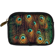 Peacock Feathers Digital Camera Leather Case by Ravend