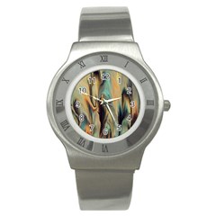 Abstract Painting In Colored Paints Stainless Steel Watch