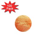 Orange Leaf Texture Pattern 1  Mini Magnets (100 pack)  Front