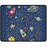 Illustration Cat Space Astronaut Rocket Maze Fleece Blanket (Medium) 