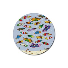 Fish Ocean Sea Water Diving Blue Nature Rubber Coaster (round) by Ravend