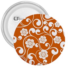Orange Floral Walls  3  Buttons by ConteMonfrey