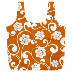 Orange Floral Walls  Full Print Recycle Bag (xl)