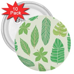 Watercolor Banana Leaves  3  Buttons (10 Pack) 