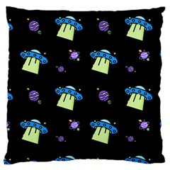 Illustration Cosmos Cosmo Rocket Spaceship -ufo Large Flano Cushion Case (two Sides) by danenraven