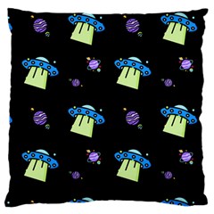 Illustration Cosmos Cosmo Rocket Spaceship Ufo Large Cushion Case (one Side) by danenraven