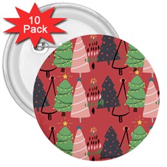 Christmas Tree Icon 3  Buttons (10 Pack) 