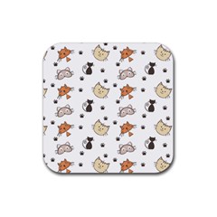 Cute Cat Kitten Animal Design Pattern Rubber Coaster (square) by danenraven