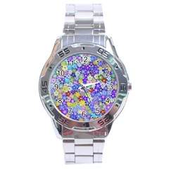 Illustration Background Flower Pattern Floral Stainless Steel Analogue Watch by danenraven