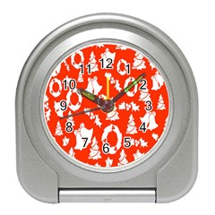 Orange  Card Christmas December Travel Alarm Clock by artworkshop