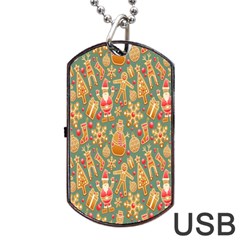 Gingerbread Christmas Decorative Dog Tag Usb Flash (two Sides)