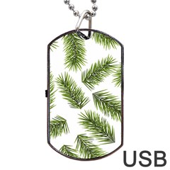 Fir Branch Pattern Christmas Decorative Dog Tag Usb Flash (two Sides)