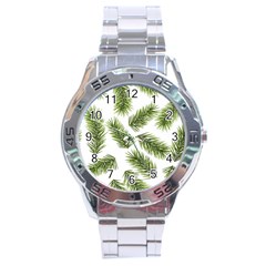 Fir Branch Pattern Christmas Decorative Stainless Steel Analogue Watch by artworkshop