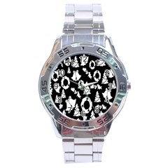 Black Card Christmas December Stainless Steel Analogue Watch by artworkshop