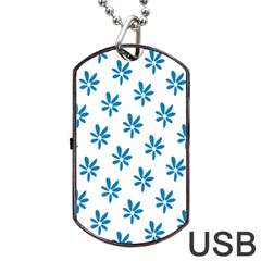 Little Blue Daisies  Dog Tag Usb Flash (one Side) by ConteMonfrey