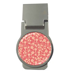 Pink Floral Wall Money Clips (round)  by ConteMonfrey
