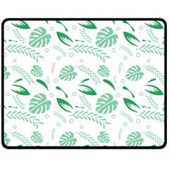 Green Nature Leaves Draw   Double Sided Fleece Blanket (medium)  by ConteMonfrey