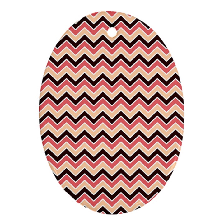 Geometric Pink Waves  Oval Ornament (Two Sides)